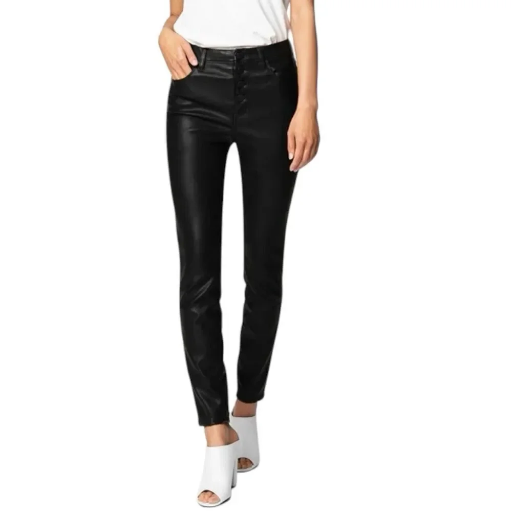 Blank NYC Pants‎ 28 Black Faux Leather High Rise Skinny Button Fly Great Jones